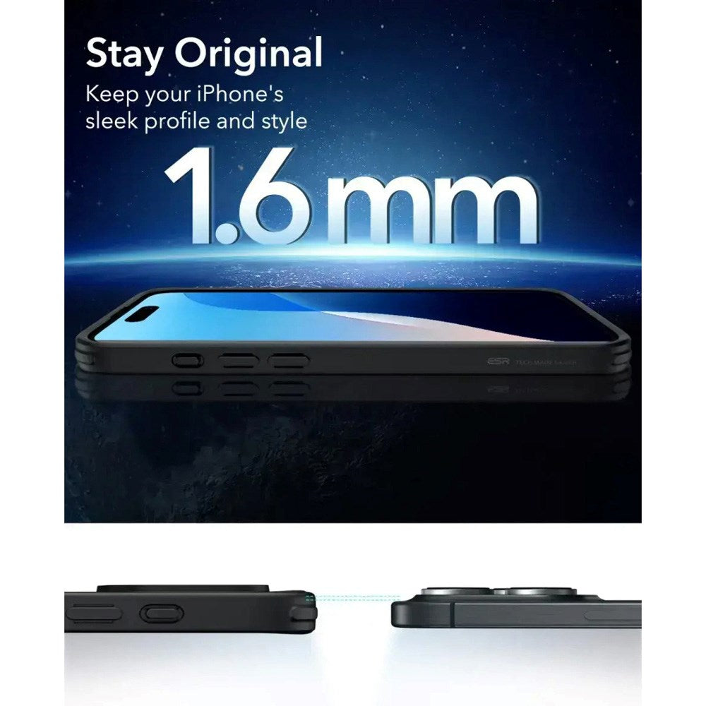 ESR iPhone 16 Pro Max Classic Hybrid Deksel med Camera Control-Knapp - MagSafe Kompatibel - Matt Gjennomsiktig / Svart