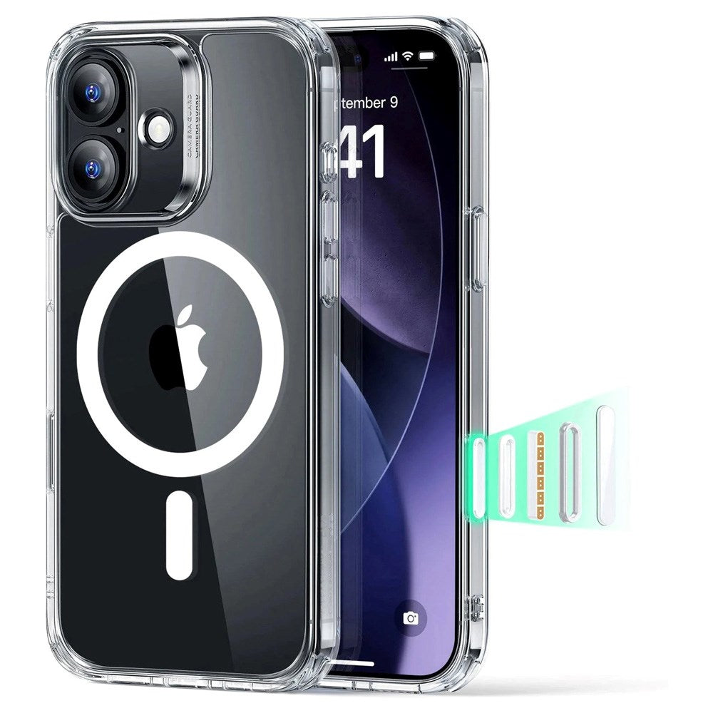 ESR iPhone 17 Classic Hybrid Deksel med Kamerakontrollknapp – MagSafe Kompatibel – Gjennomsiktig
