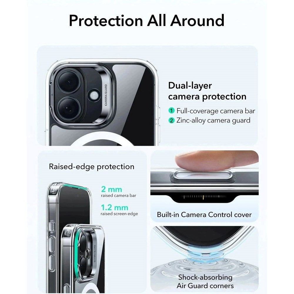 ESR iPhone 17 Classic Hybrid Stash Case med Kickstand – MagSafe Kompatibel – Gjennomsiktig