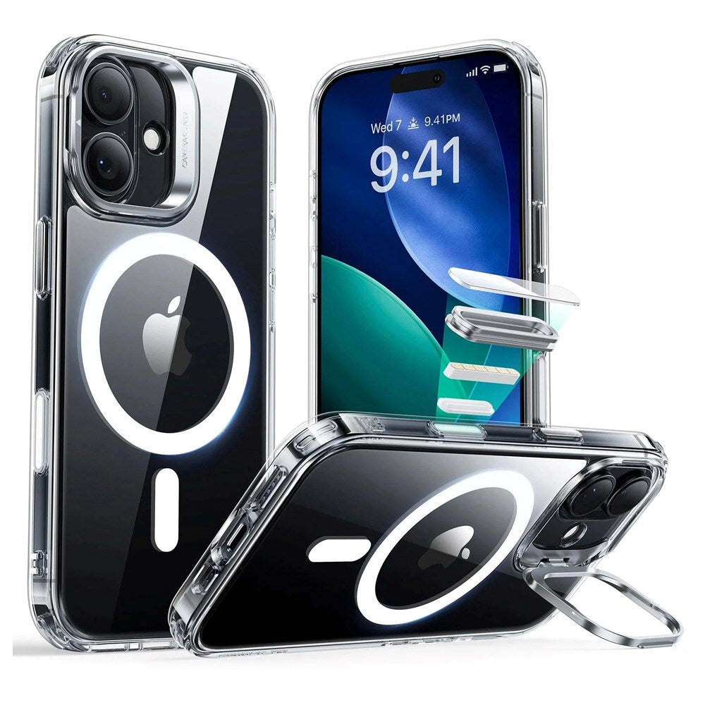 ESR iPhone 17 Classic Hybrid Stash Case med Kickstand – MagSafe Kompatibel – Gjennomsiktig