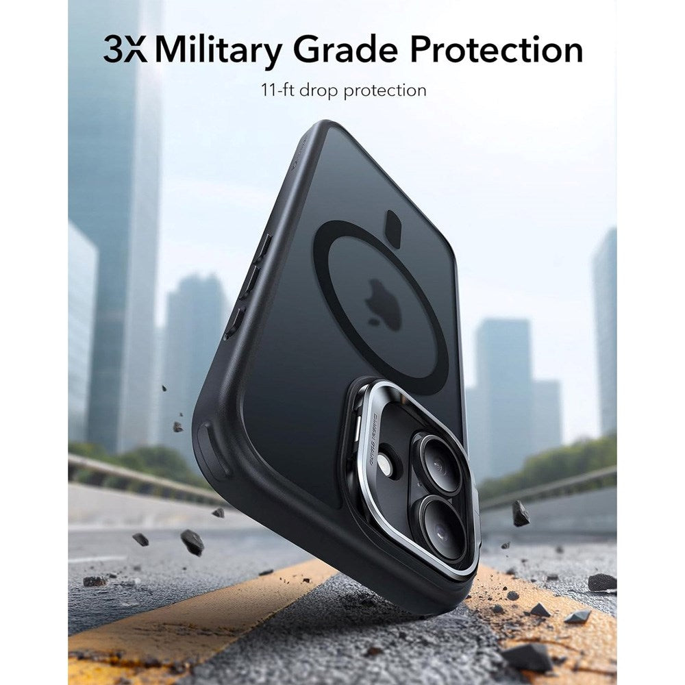 ESR iPhone 17 Classic Hybrid Stash Case med Kickstand – MagSafe Kompatibel – Matt Svart