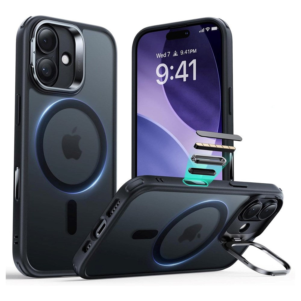 ESR iPhone 17 Classic Hybrid Stash Case med Kickstand – MagSafe Kompatibel – Matt Svart