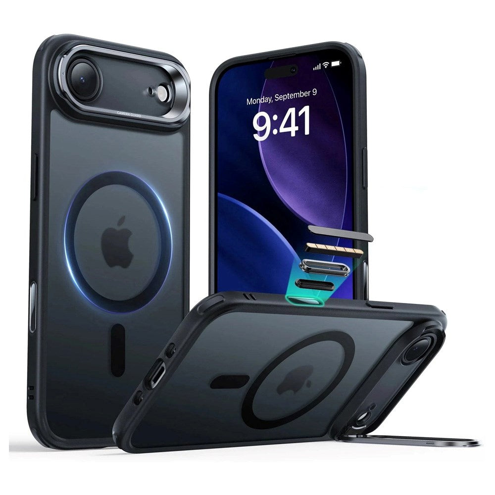 ESR iPhone Air Classic Hybrid Stash Case med Kickstand – MagSafe Kompatibel – Matt Svart