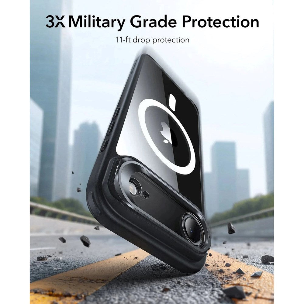 ESR iPhone Air Classic Hybrid Stash Case med Kickstand – MagSafe Kompatibel – Gjennomsiktig / Svart