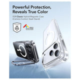 ESR iPhone 17 Pro Max Classic Hybrid Stash Case med Kickstand – MagSafe Kompatibel – Gjennomsiktig