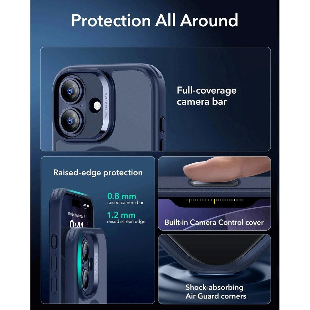 ESR iPhone 17 Classic Hybrid Deksel med Kamerakontrollknapp – MagSafe Kompatibel – Matt Blå