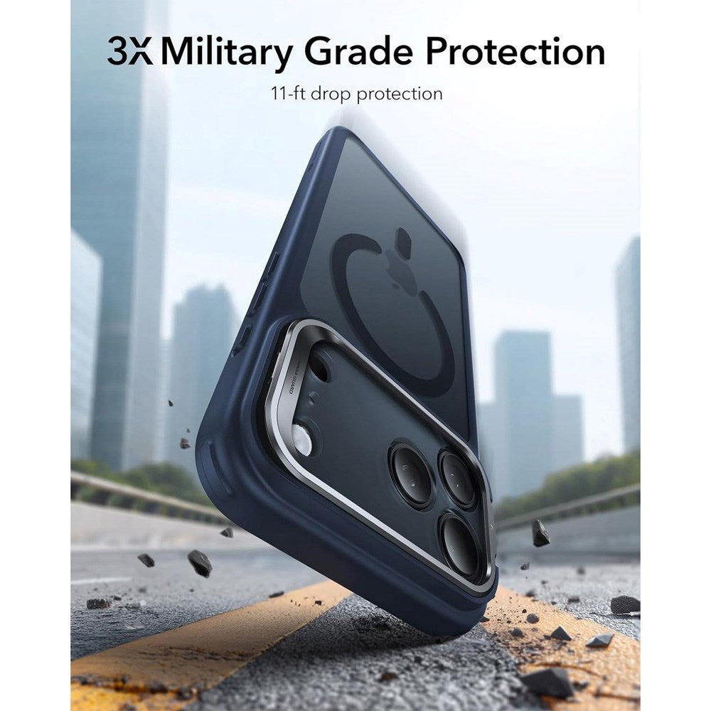 ESR iPhone 17 Pro Classic Hybrid Stash Case med Kickstand – MagSafe Kompatibel – Matt Blå