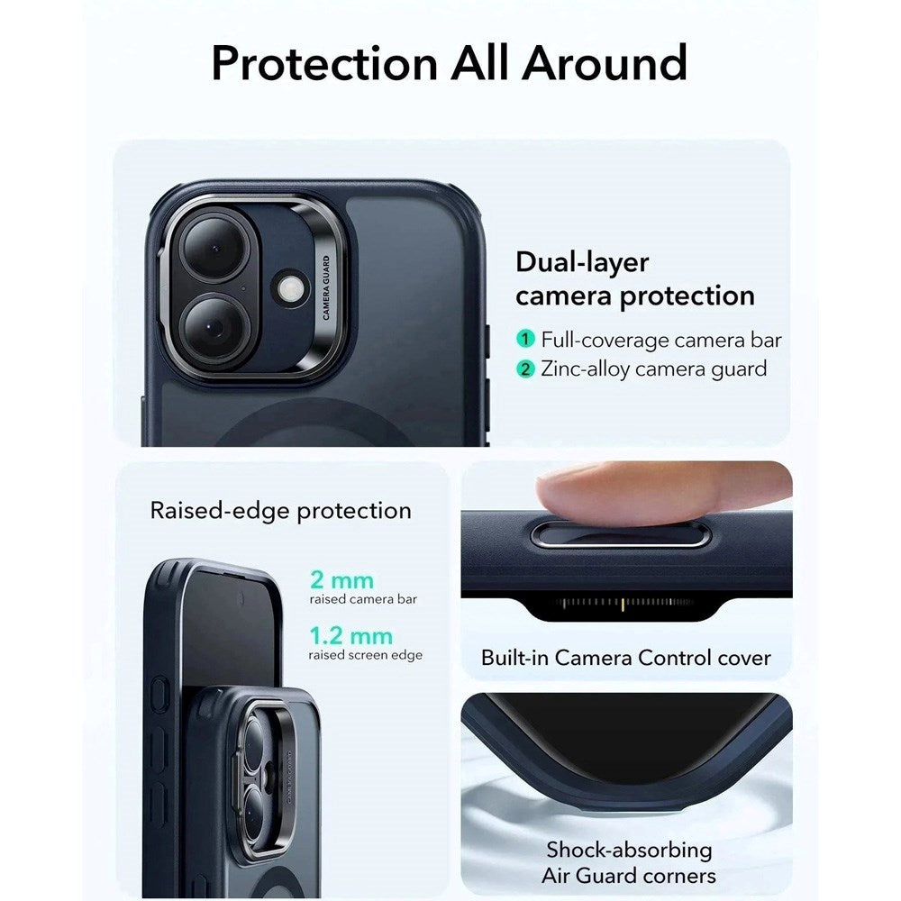 ESR iPhone 17 Classic Hybrid Stash Case med Kickstand – MagSafe Kompatibel – Matt Blå