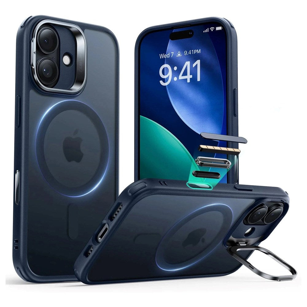 ESR iPhone 17 Classic Hybrid Stash Case med Kickstand – MagSafe Kompatibel – Matt Blå