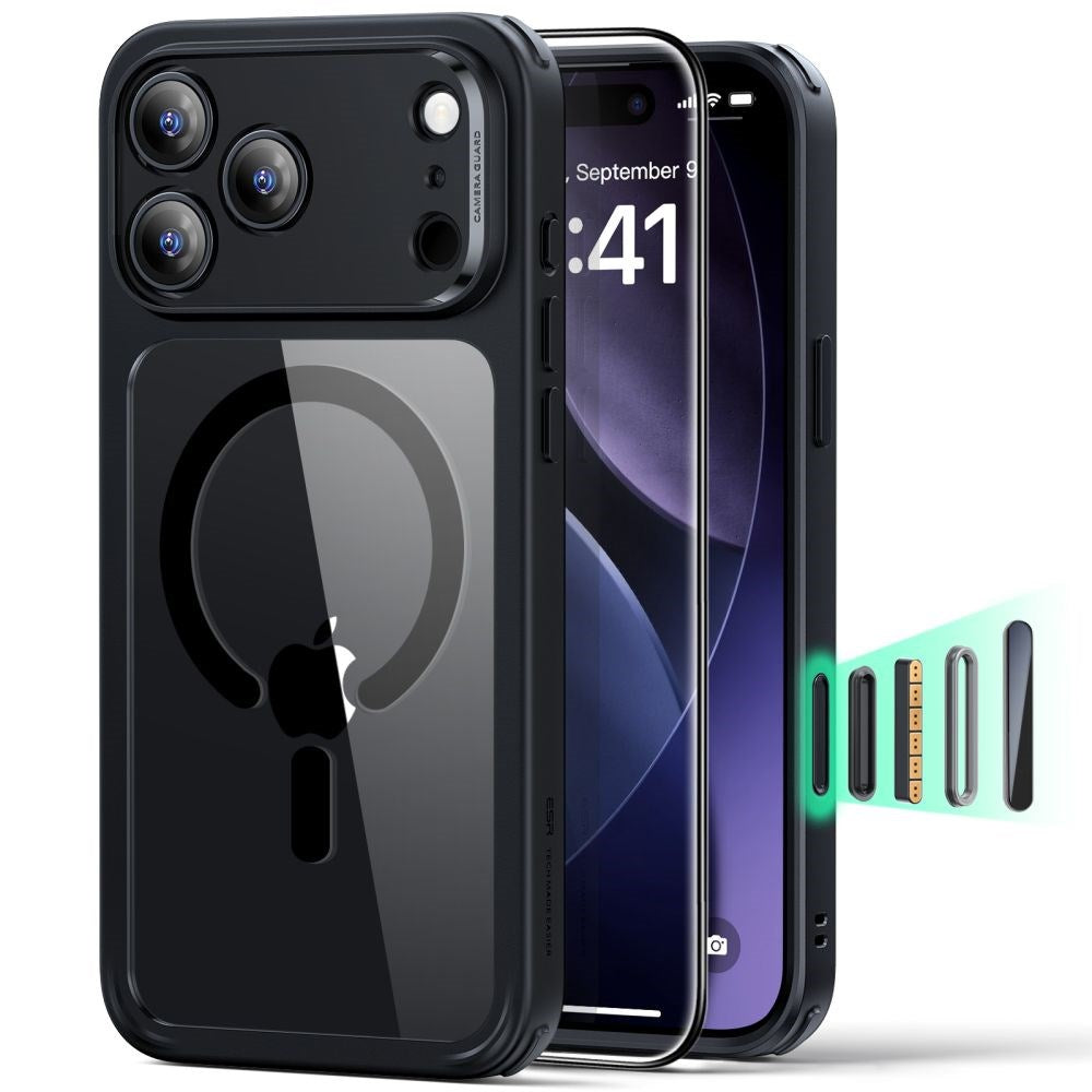 iPhone 17 Pro ESR Classic Hybrid Set m. Bak Deksel & Herdet Skjermbeskyttelsesglass - MagSafe Kompatibel - Gjennomsiktig / Svart