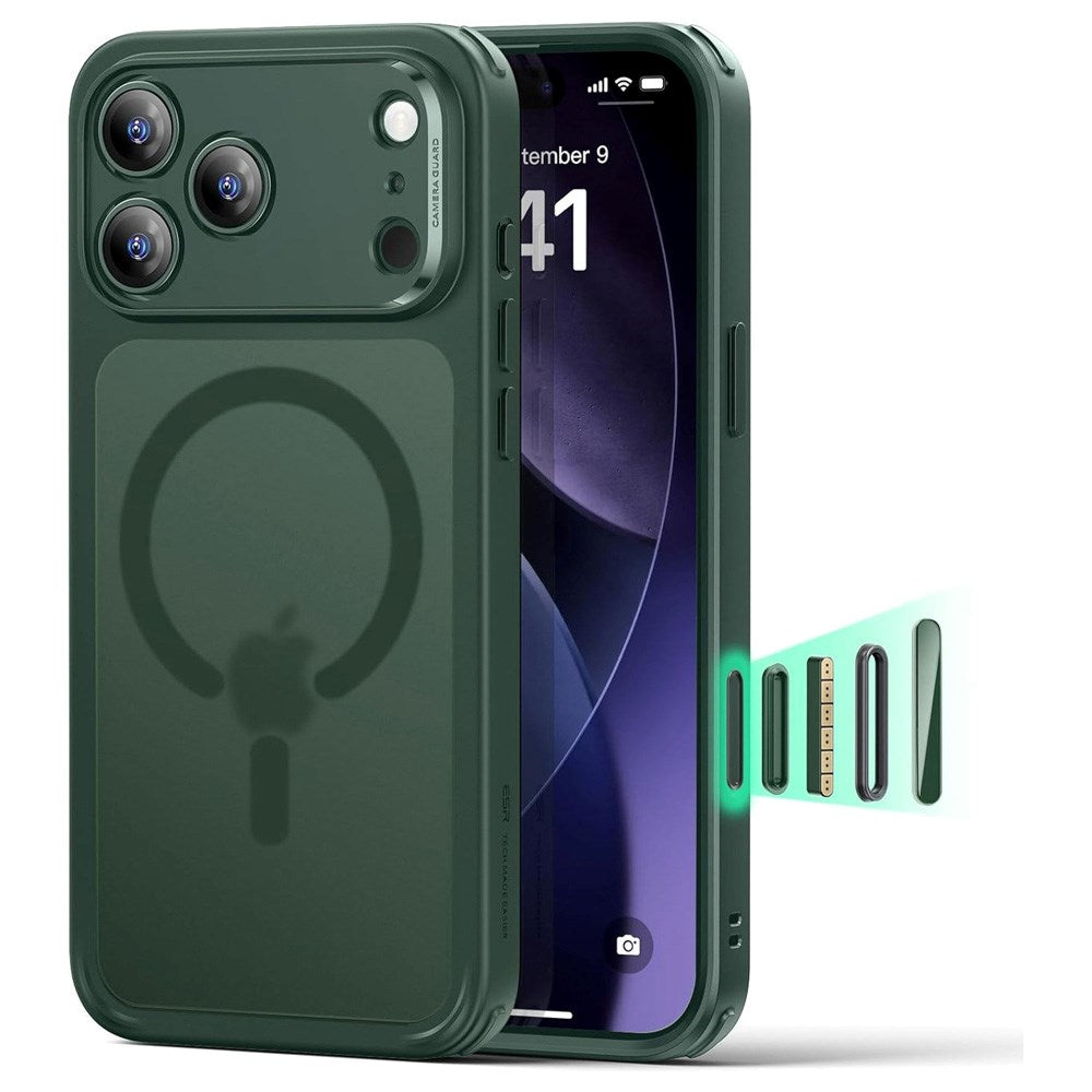 ESR iPhone 17 Pro Classic Hybrid Deksel med Kamerakontrollknapp – MagSafe Kompatibel – Matt Grønn