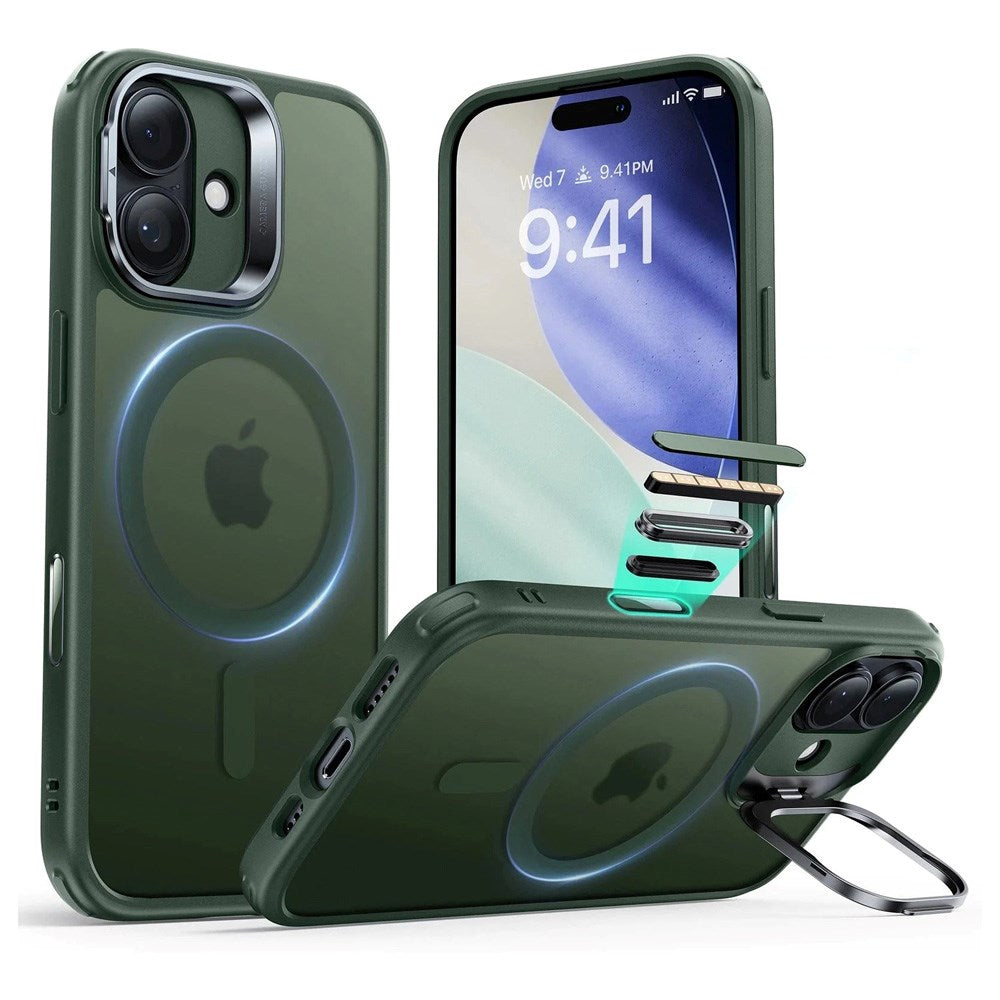ESR iPhone 17 Classic Hybrid Stash Case med Kickstand – MagSafe Kompatibel – Matt Grønn
