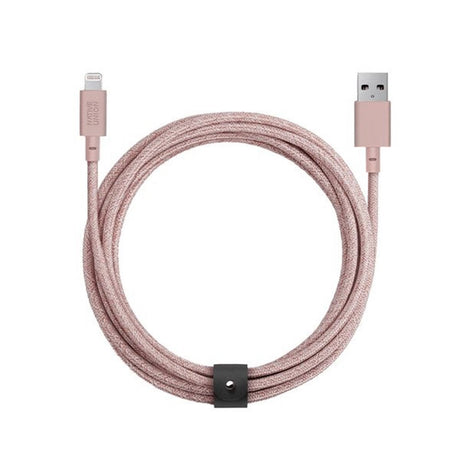 Native Union XL Belt Kabel USB-A til Lightning m. Skinnspende 3 Meter - Rose