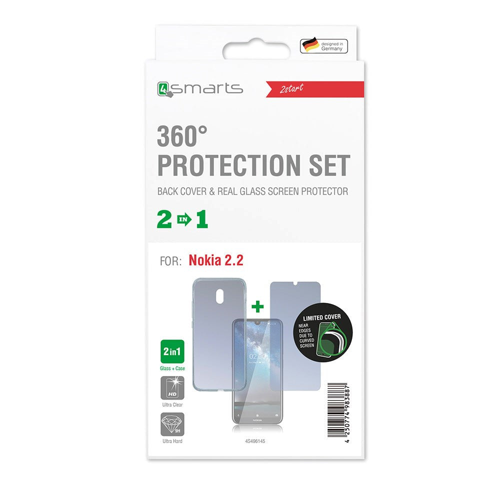 Nokia 2.2 4smarts 360⁰ Protection Set (Deksel + Herdet Glass)