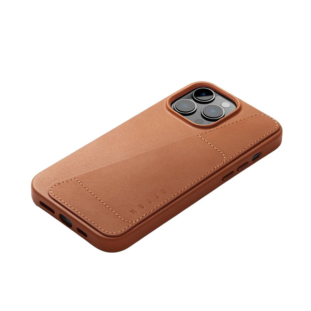 Mujjo iPhone 14 Pro Max Leather Wallet Deksel - Brun