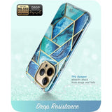 iPhone 14 Pro Max i-Blason Cosmo Marble Deksel m. Skjermbeskytter - Ocean Blue