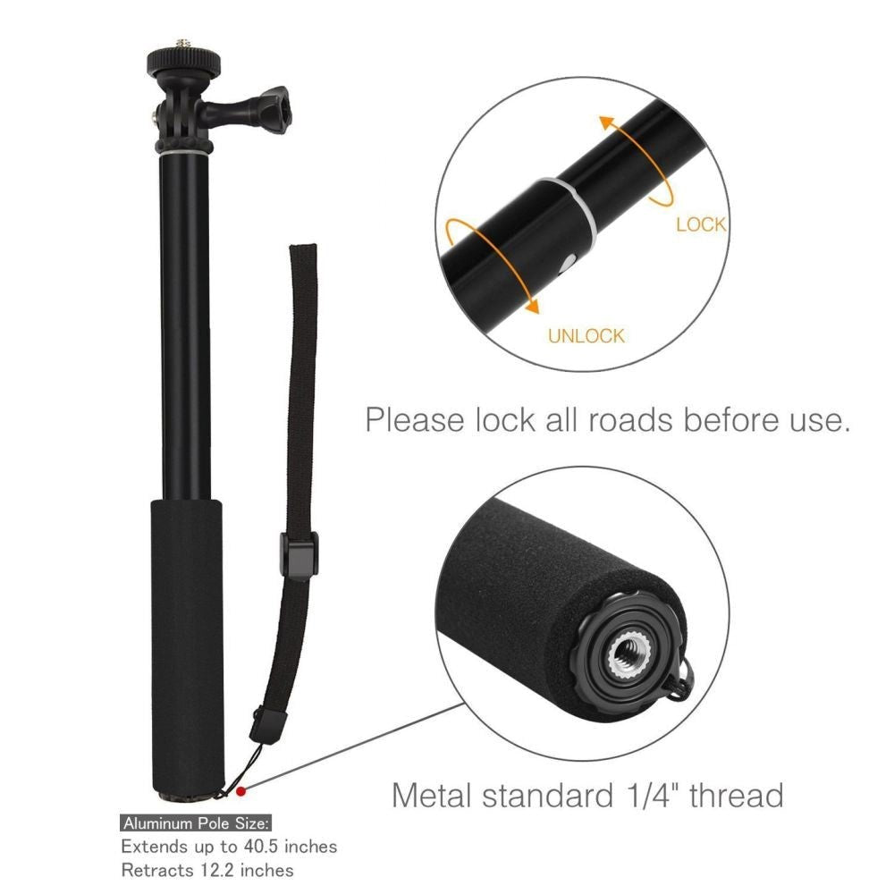 Tech-Protect Selfie Stick For Action / Kompaktkamera - Svart