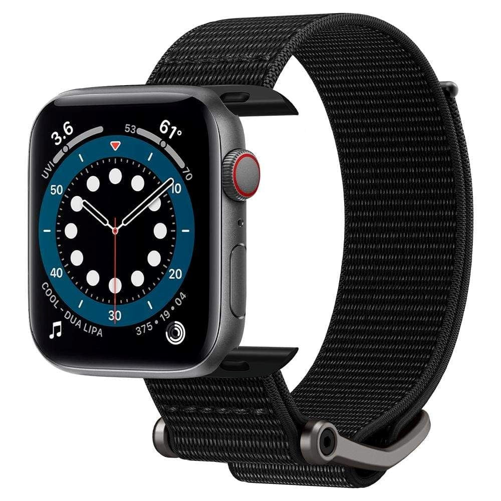 Apple Watch (42/44/SE/45/46/49mm) Spigen Durapro Flex Stoff Stropp med Sinkspenne - Svart