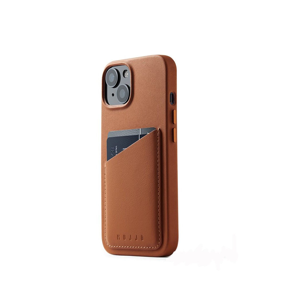 Mujjo iPhone 14 Leather Wallet Deksel - Brun