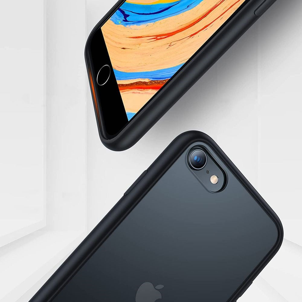 iPhone SE (2022 / 2020) / 8 / 7 Tech-Protect Mattfit Bakside Deksel - Gjennomsiktig / Svart