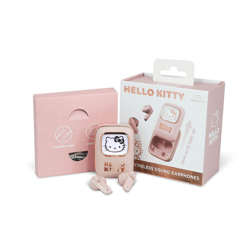 Hello Kitty OTL True Wireless In-Ear Hodetelefoner med Skyvbart Ladeetui - Rosa