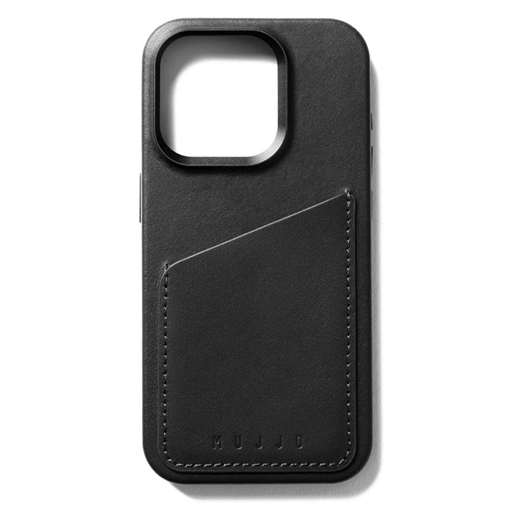 Mujjo iPhone 15 Pro Leather Wallet Deksel - MagSafe Kompatibel - Svart