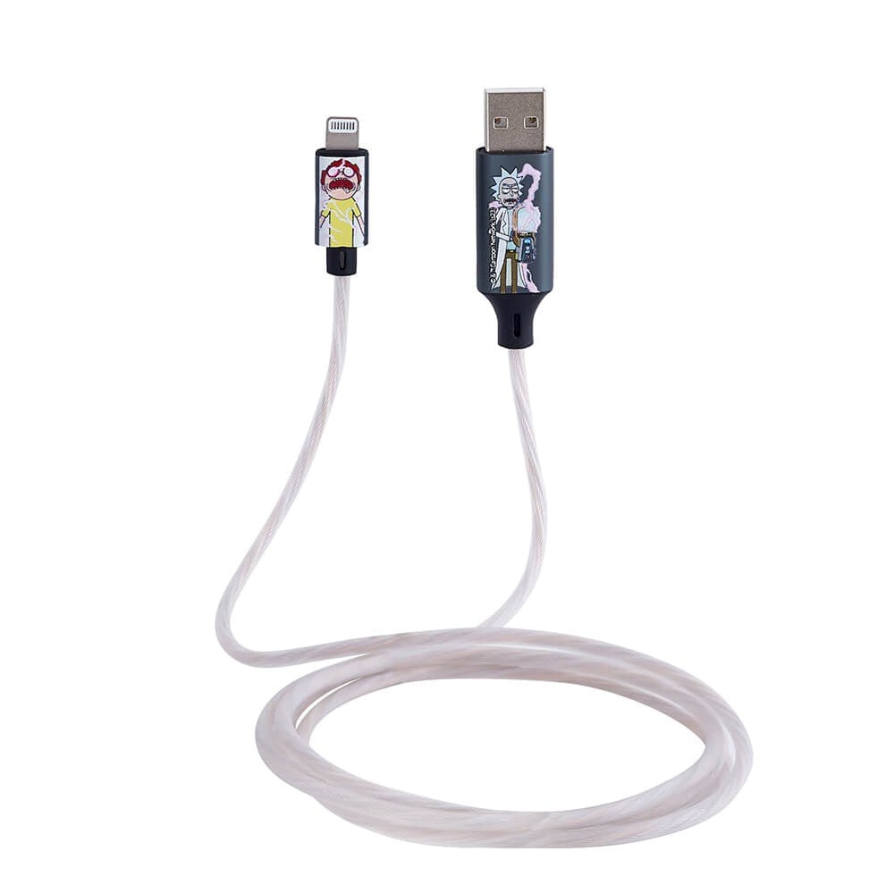 Rick & Morty Light Up 10W USB-A til Lightning Kabel 1.2 Meter - Svart / Multi