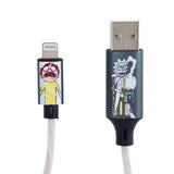 Rick & Morty Light Up 10W USB-A til Lightning Kabel 1.2 Meter - Svart / Multi