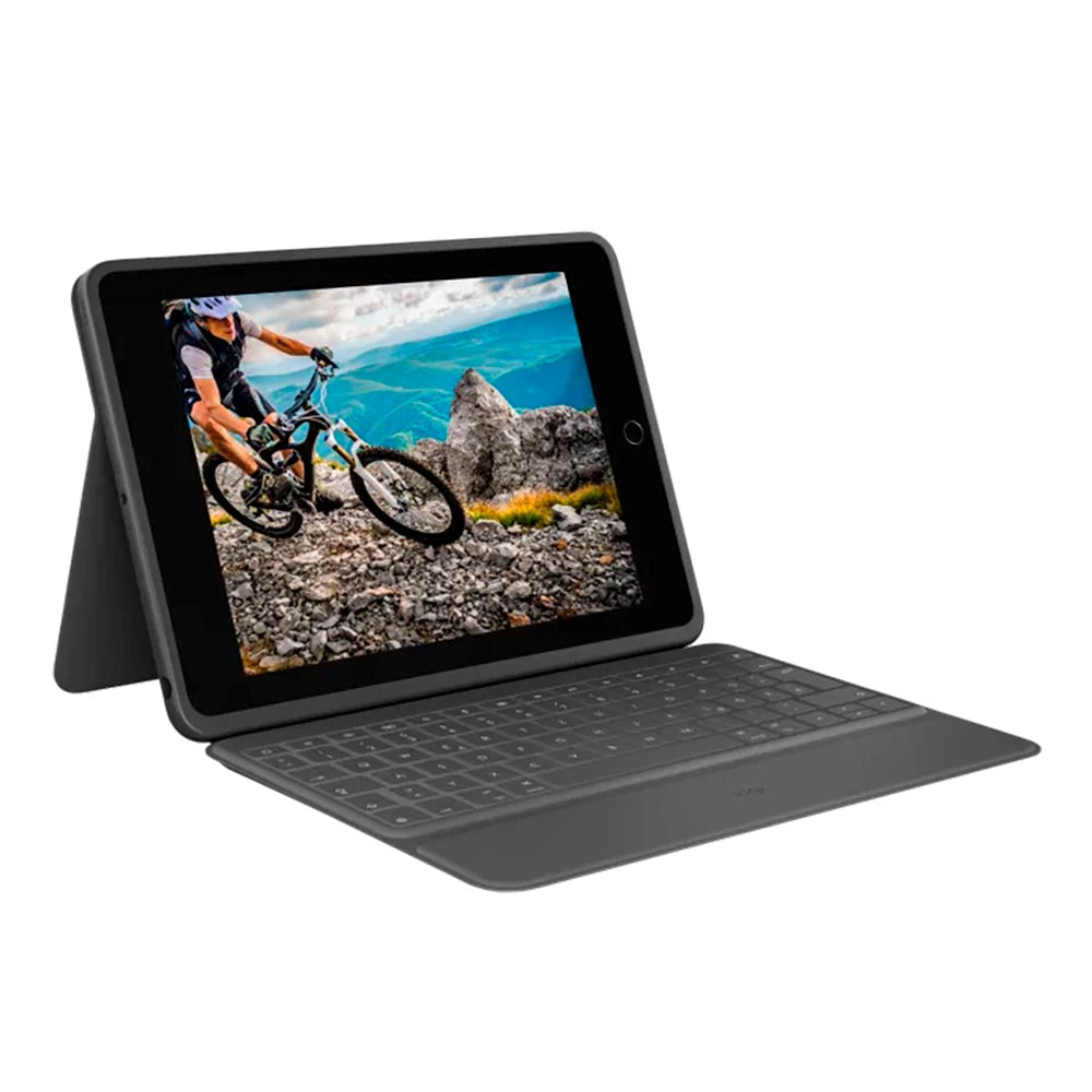 Logitech iPad 10.2" (2021 / 2020 / 2019) Rugged Folio Keybaord (Dansk/Nordisk Tastatur med Deksel) - Graphite