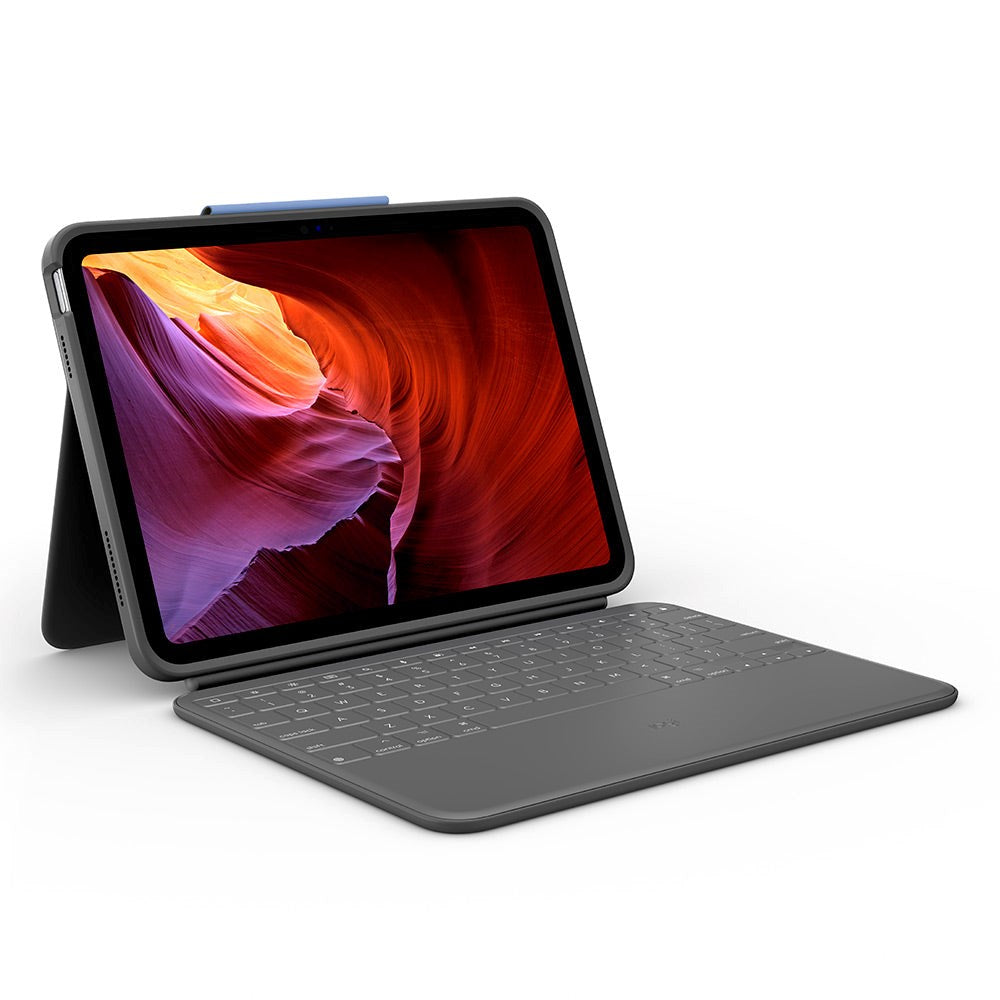 Logitech iPad 10.9" (2022) Rugged Folio Keybaord (Dansk/Nordisk Tastatur med Deksel) - Oxford Grey