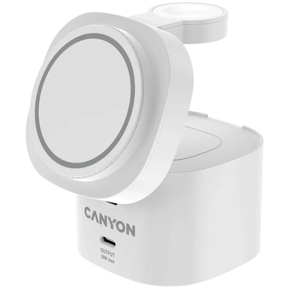 Canyon WCS-205 15W Qi2 2-i-1 Trådløs Lader - MagSafe Kompatibel - Hvit