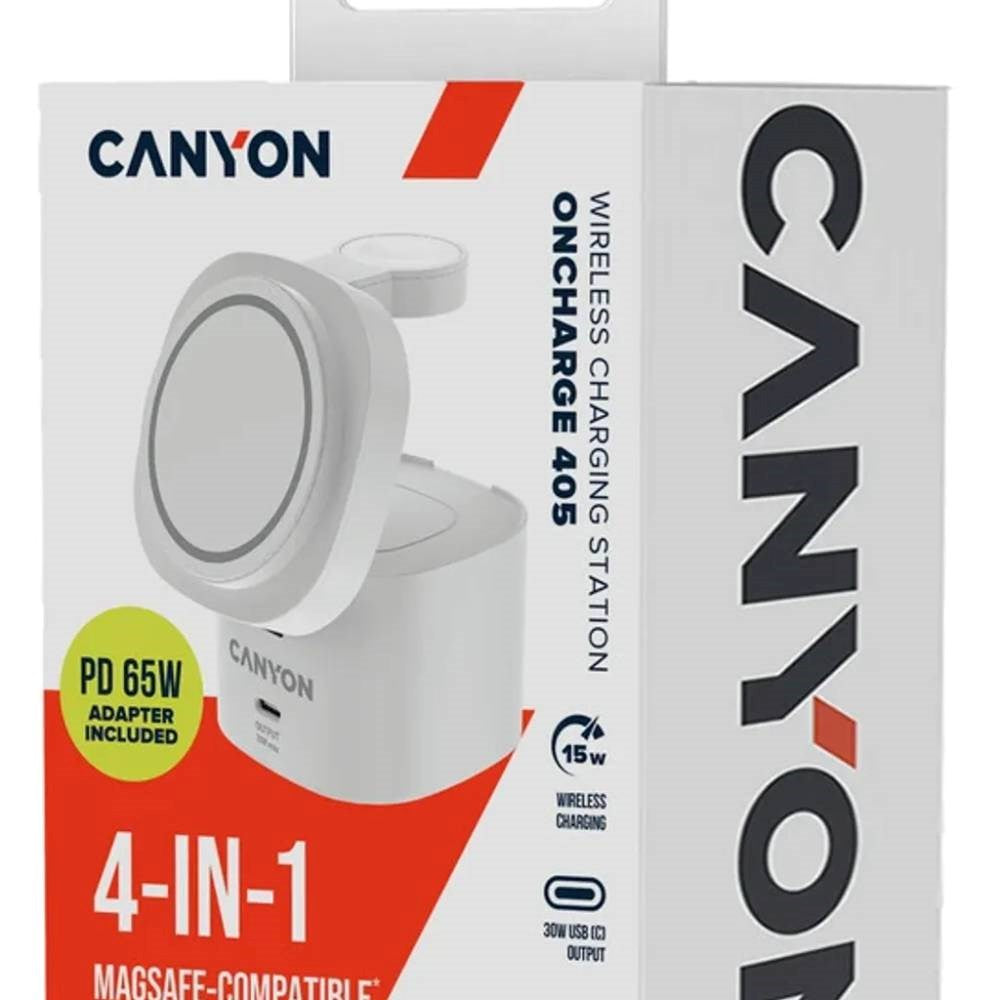 Canyon WCS-205 15W Qi2 2-i-1 Trådløs Lader - MagSafe Kompatibel - Hvit
