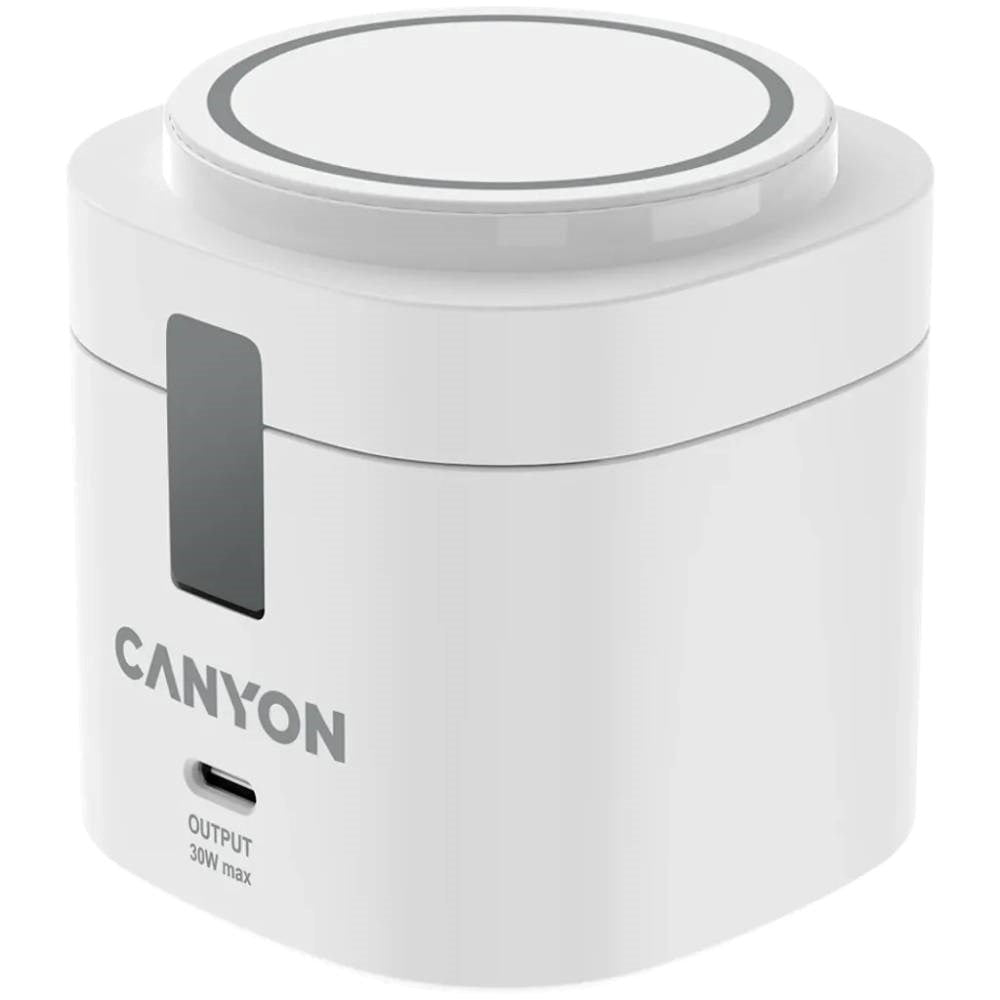 Canyon WCS-205 15W Qi2 2-i-1 Trådløs Lader - MagSafe Kompatibel - Hvit