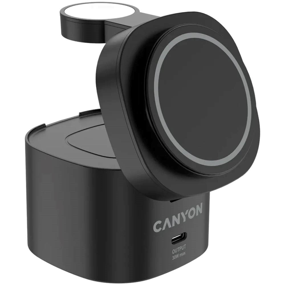 Canyon WCS-205 15W Qi2 2-i-1 Trådløs Lader - MagSafe Kompatibel - Svart