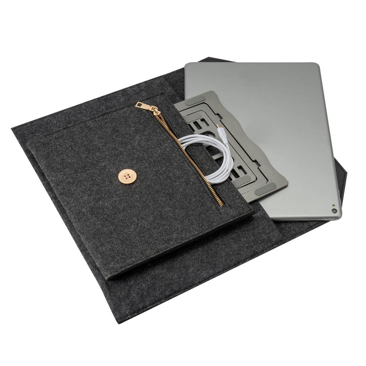 4smarts MacBook 13" (34 x 23,5 x 3 cm) Sleeve Ullfilt - Svart