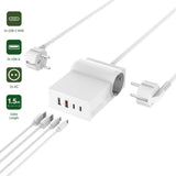 4smarts 6-i-1 GaN 65W Strømskinne m. 2x AC / 2x USB-C / 2x USB-A – Hvit