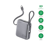 4smarts Pocket Dual Cord 22.5W PowerBank m. Innebygd USB-C Kabel - 10.000 mAh - Space Grey