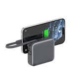 4smarts Pocket Dual Cord 22.5W PowerBank m. Innebygd USB-C Kabel - 10.000 mAh - Space Grey