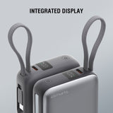 4smarts Pocket Dual Cord 22.5W PowerBank m. Innebygd USB-C Kabel - 10.000 mAh - Space Grey