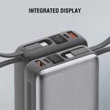 4smarts Pocket Dual Cord 22.5W PowerBank m. Innebygd USB-C Kabel - 20.000 mAh - Space Grey