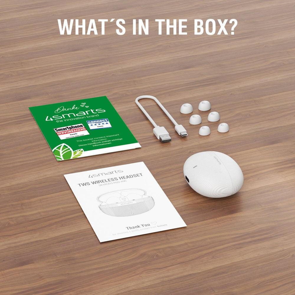 4smarts True Wireless SkyBuds Pro Hodetelefoner m. Aktiv Støyreduksjon - In-Ear - Hvit