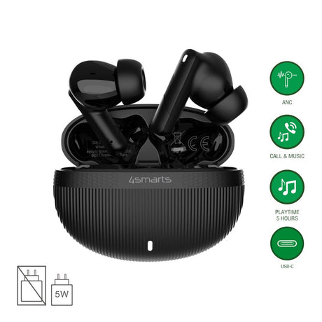 4smarts True Wireless SkyBuds Pro Hodetelefoner m. Aktiv Støyreduksjon - In-Ear - Svart