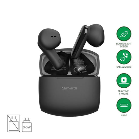 4smarts True Wireless SkyBuds Air Hodetelefoner - In-Ear - Svart