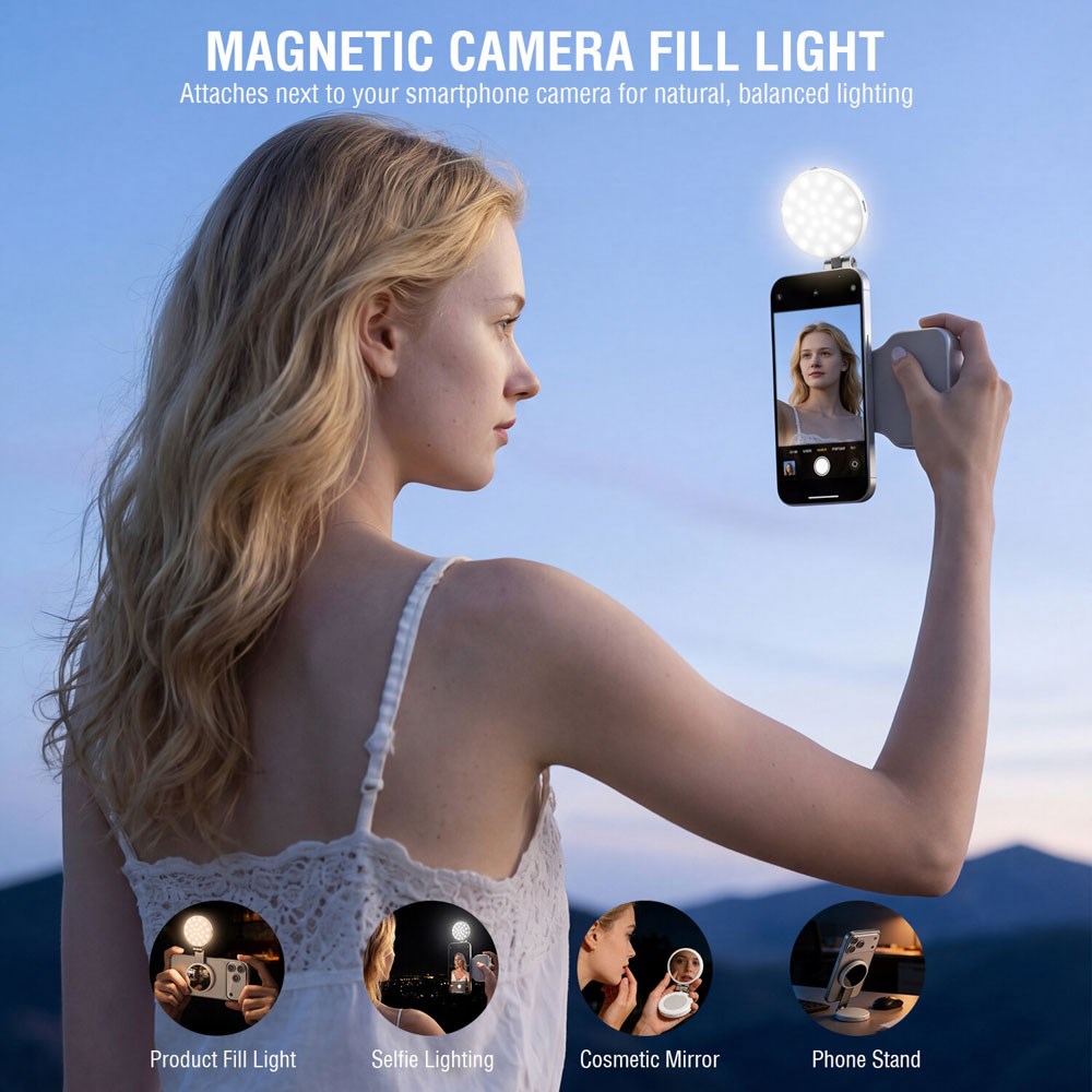 4smarts Kameragrep for Smarttelefon med LED-lys & Fjernkontroll - Hvit
