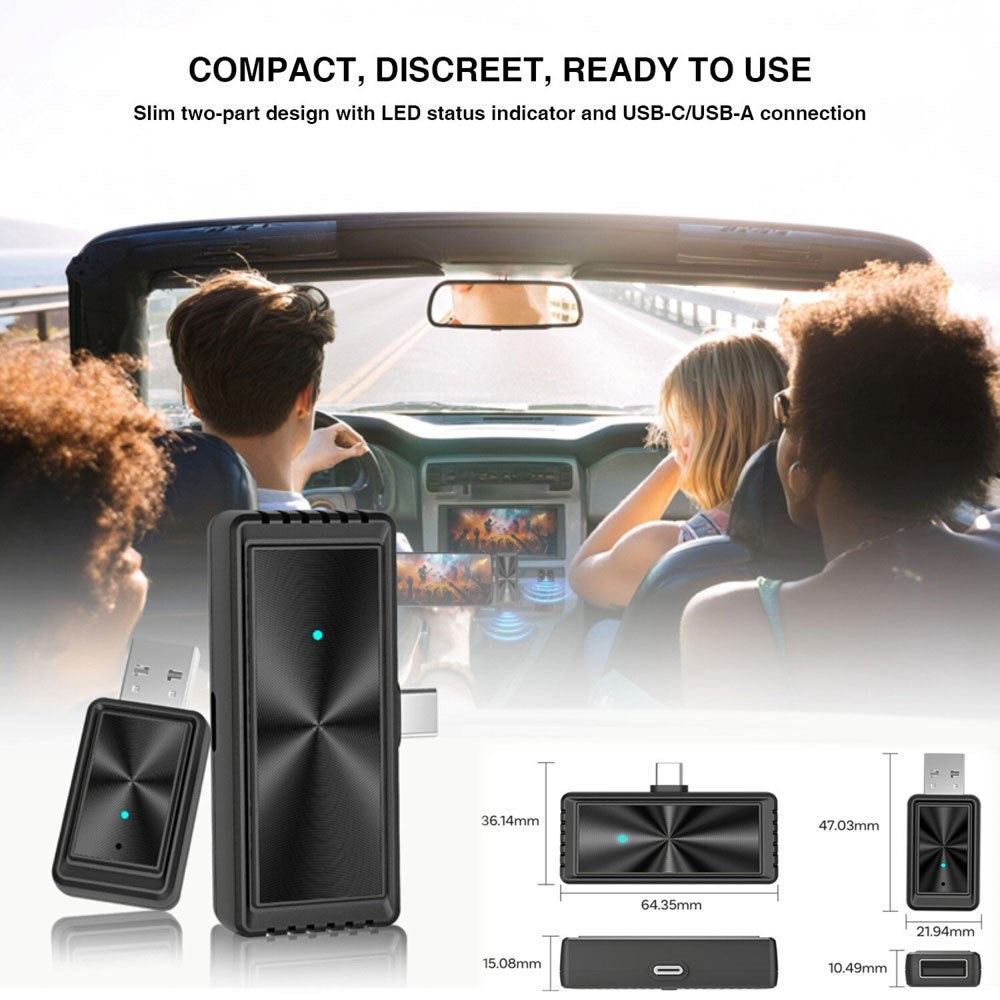 4Smarts Trådløs Adapter m. Skjermspeiling for Apple CarPlay & Android Auto - Svart