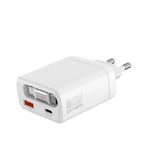 Vegglader PD (Power Delivery) 65W 4smarts Jojo m. USB-C og USB-A - Hvit