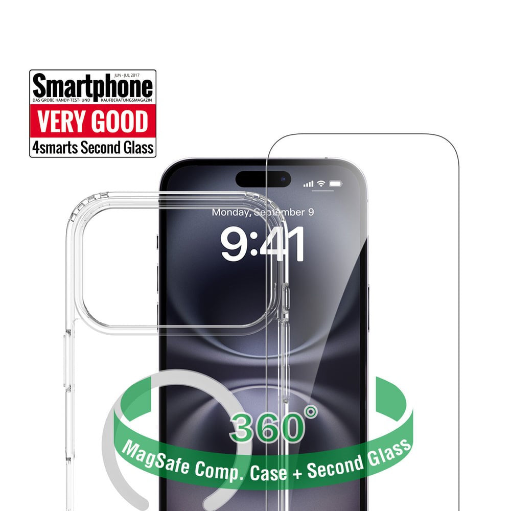 iPhone 18 Pro Max / 17 Pro Max 4Smarts 360° Protection Set m. Deksel & Skjermbeskyttelsesglass - MagSafe Kompatibel - Gjennomsiktig