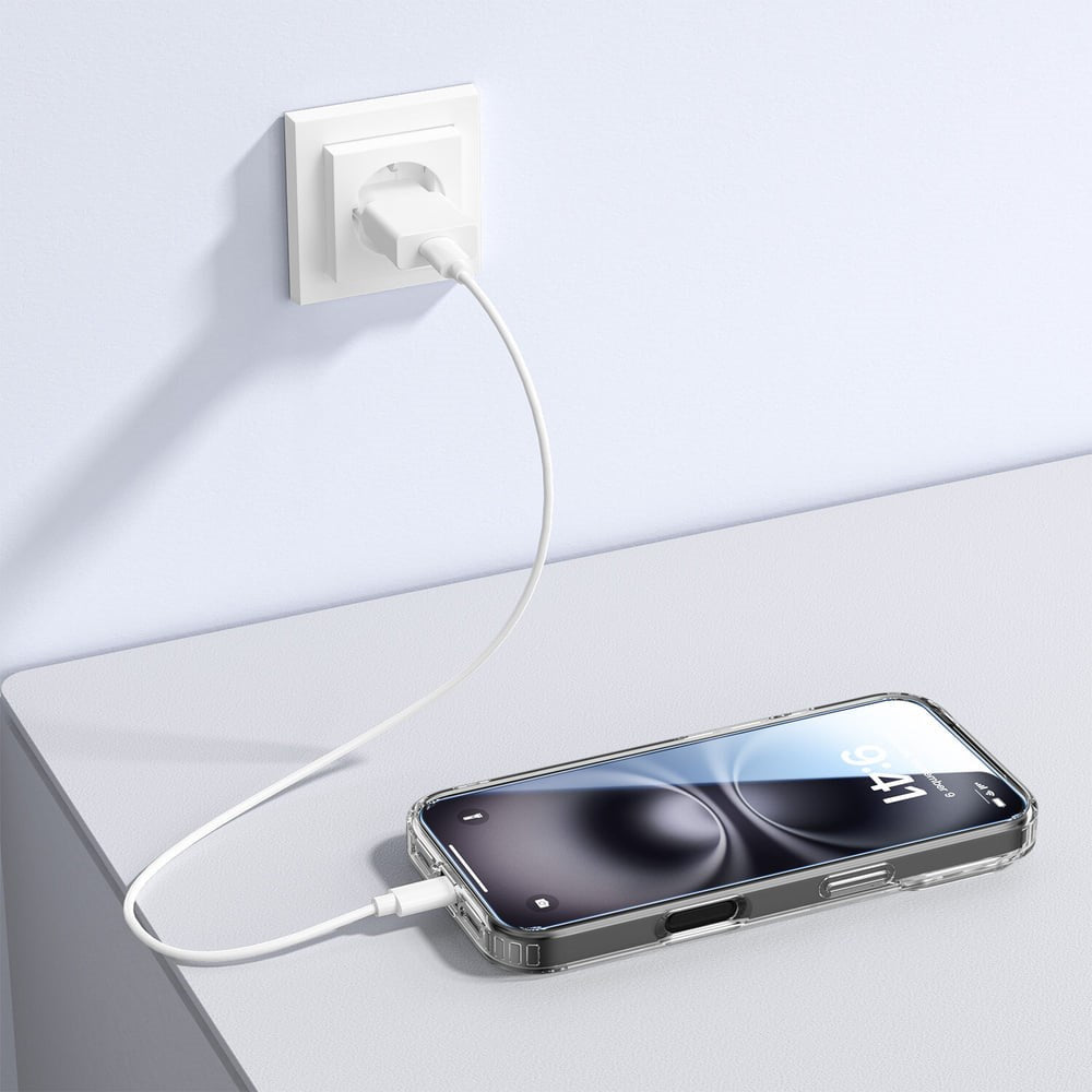 iPhone 18 Pro Max / 17 Pro Max 4Smarts 3-i-1 Premium Starter Set - MagSafe Deksel, Skjermbeskyttelse & 20W Vegglader - Gjennomsiktig / Hvit