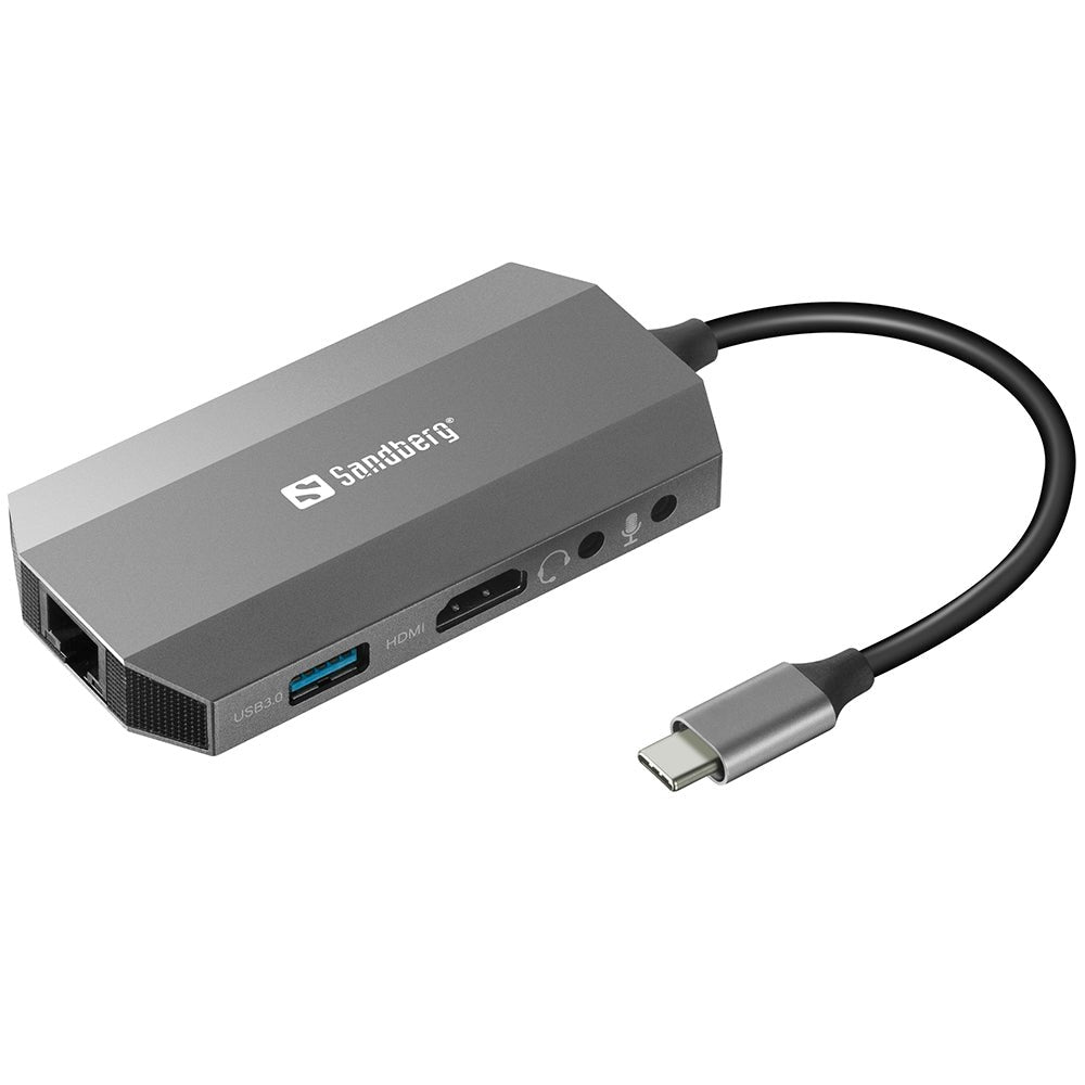 Sandberg USB-C 6-i-1 Multiadapter - Grå