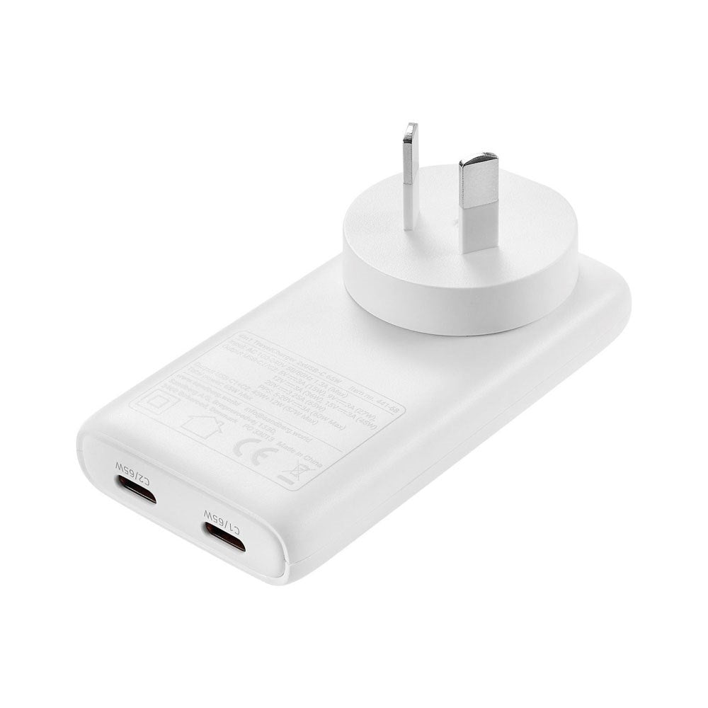 Sandberg 4-i-1 65W Reiselader m. 2x USB-C – EU / UK / AUS - Hvit